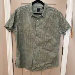 J. Ferrar navy & green plaid short sleeve men’s casual button down shirt Size XL